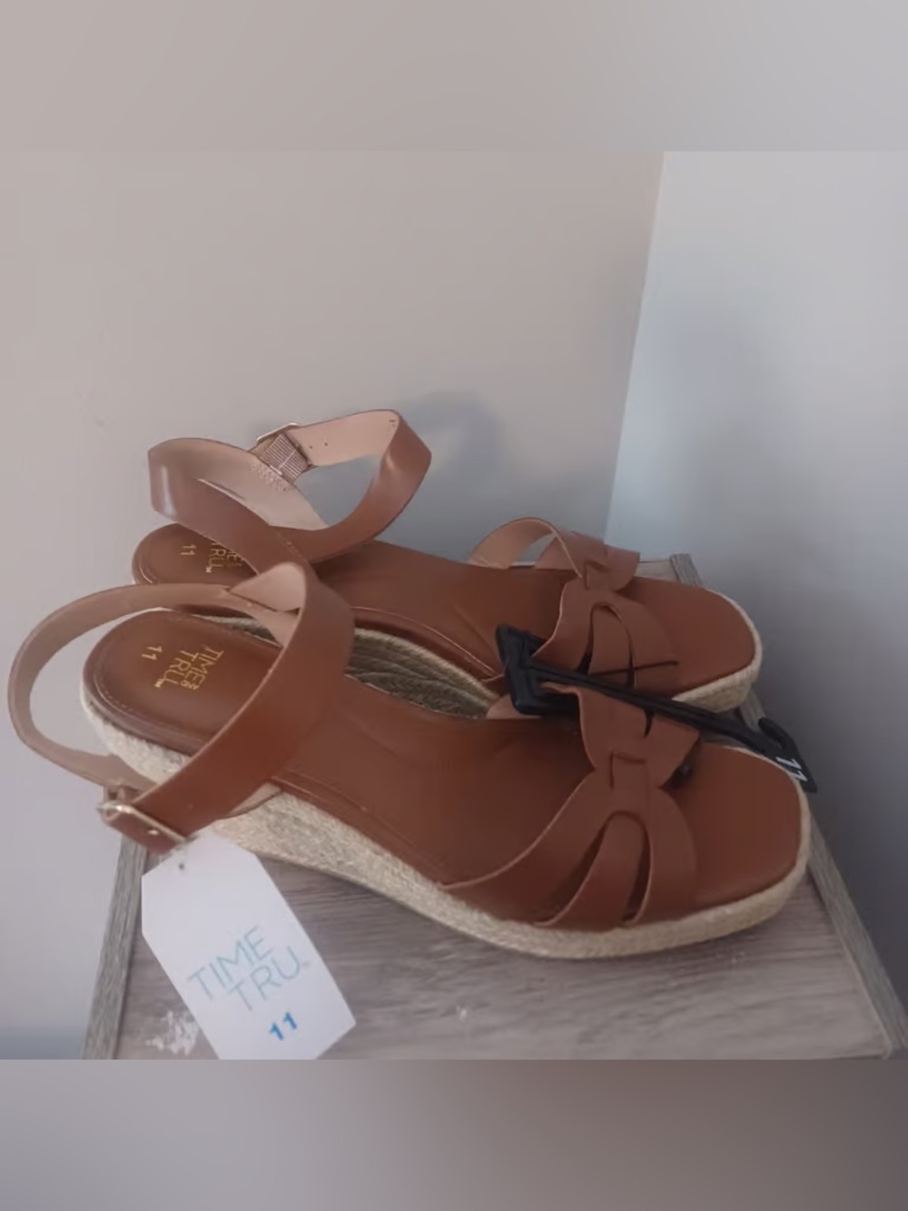 Time and Tru Tan Braided Espadrille Wedge Sandals